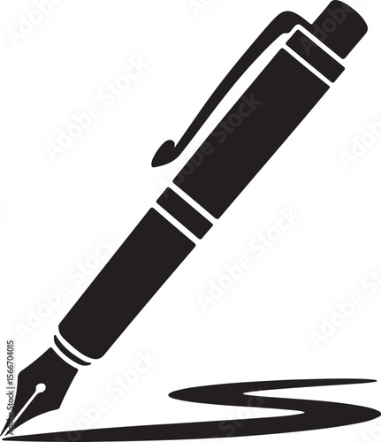 Elegant Fountain Pen Icon  Writing, Stationery, & Calligraphy Design