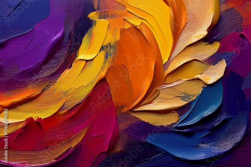 Vibrant Abstract Impasto Painting of a Rising Phoenix