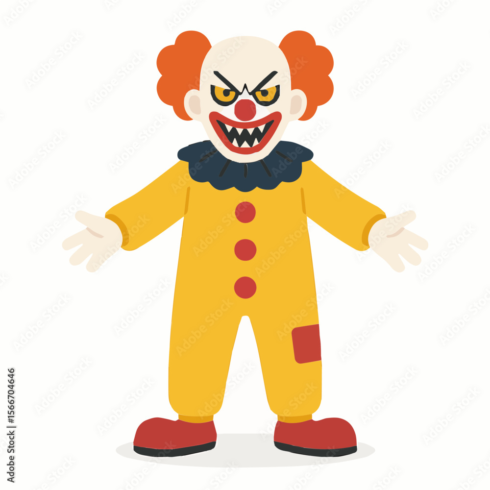 Fototapeta premium Evil Clown Halloween Flat Vector Illustration