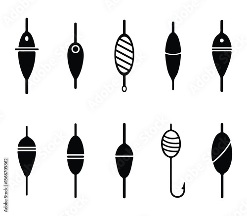 Silhouette of fishing bobbers and floats icon for fishing related projects.