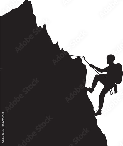 Mountain Rappelling Adventure Silhouette Vector

Rock Climber Abseiling SVG Design

Extreme Rappelling Clipart for Outdoor Lovers

Cliff Descent Adventure Sport Silhouette

Mountain Climber with Rope 