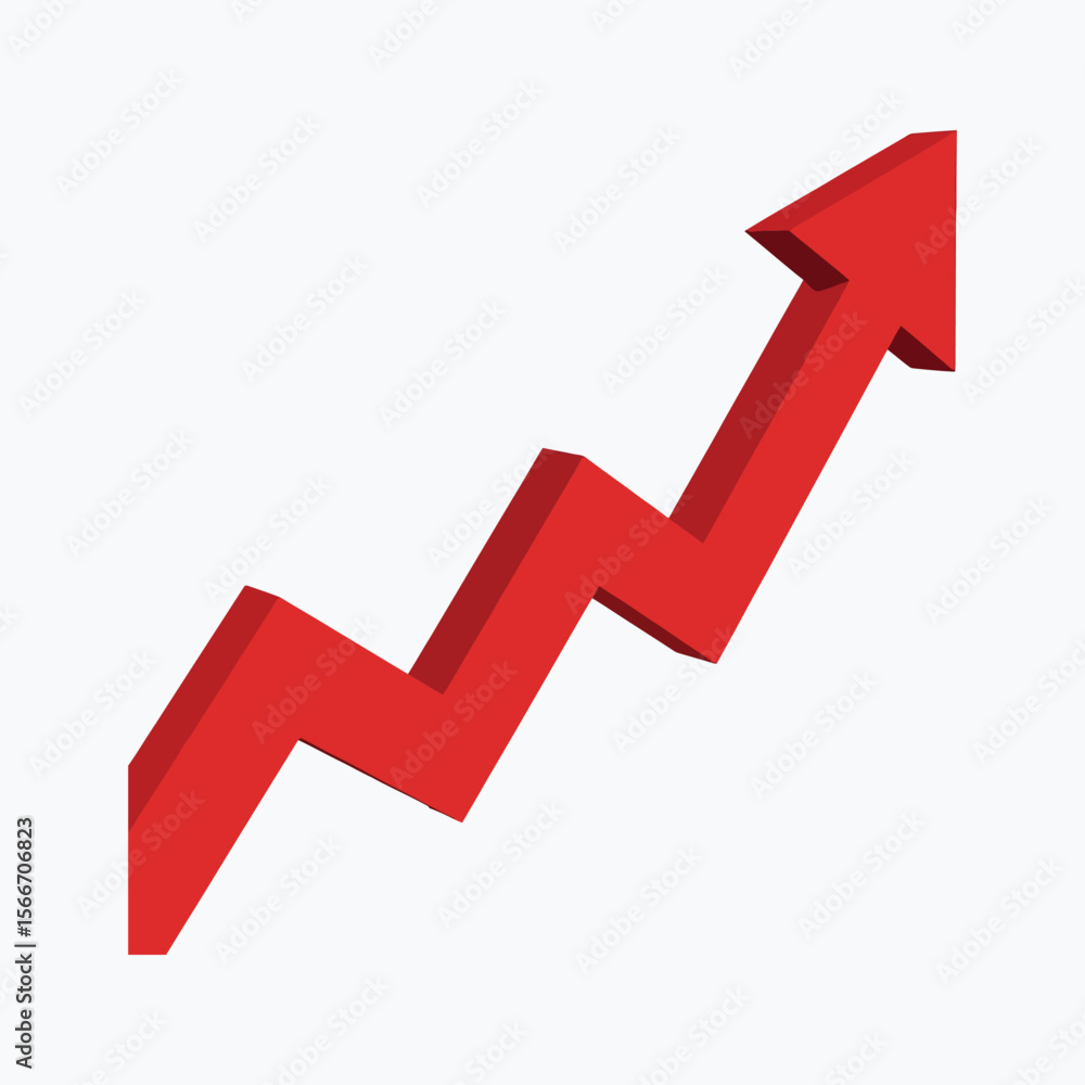 Rising Red Arrow Icon Representing Positive Business Trends Market Growth and Profit Increase Rising Red Arrow Icon Representing Positive Business Trends Market Growth and Profit Increase