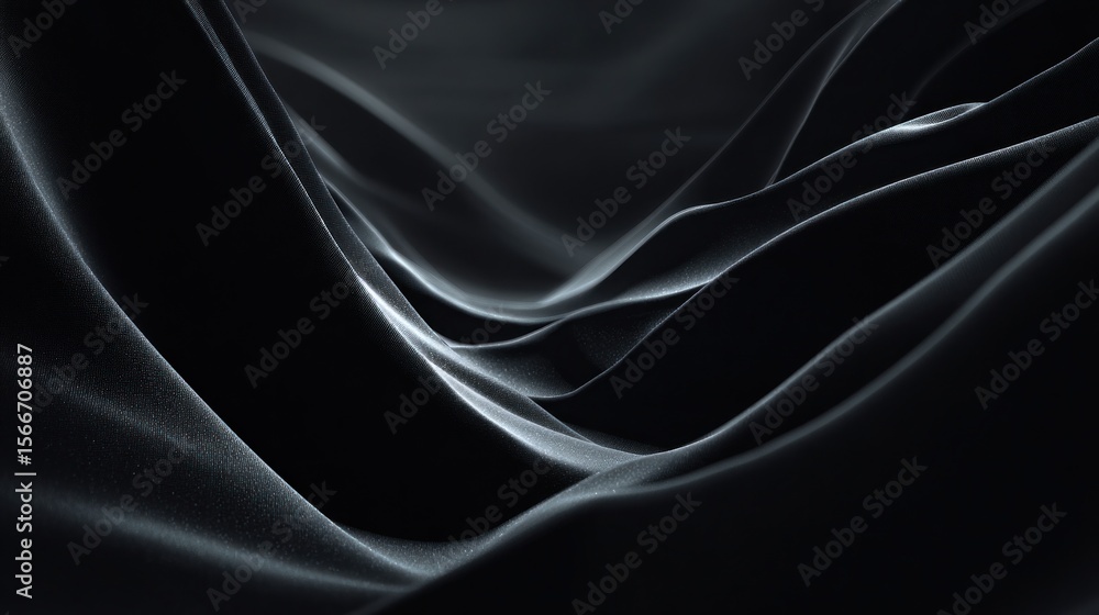 Obraz premium Dark fabric texture abstract waves flowing drape smooth surface