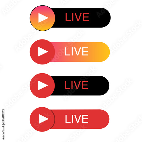 動画・SNSライブ配信_生放送_ベクターアイコンセット