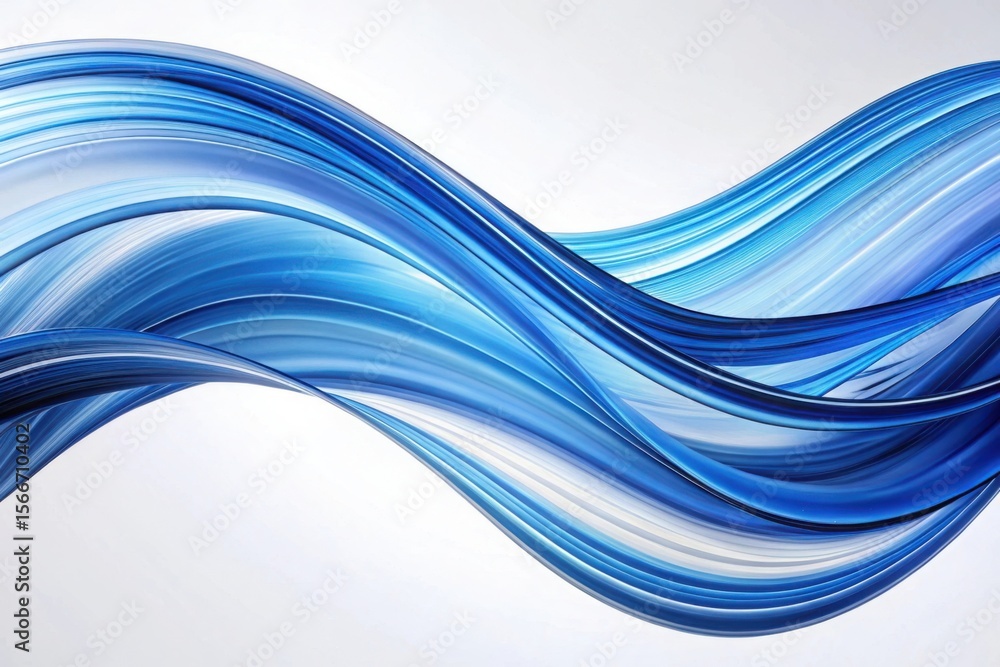 Fototapeta premium Abstract blue waves flowing smoothly across a white background