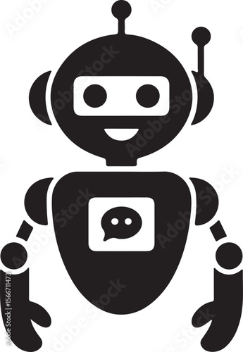 Friendly Chatbot Robot AI-Powered Communication Icon