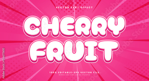 Cherry Fruit 3d editable Text Effect Template suitable for Comic theme