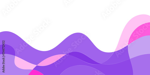 Abstract wavy design with layered, overlapping,  soft purple and pink hues