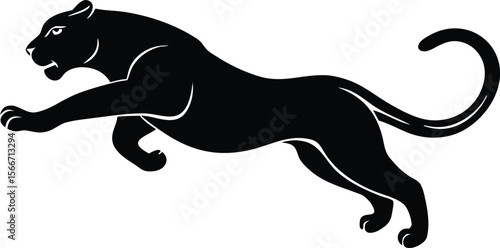 black jumping panther vector illustration
