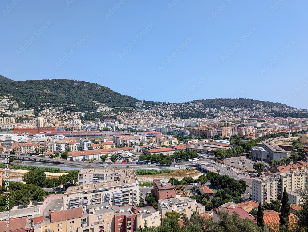 Fototapeta premium Overview of Nice from Jardin du Monastere de Cimiez in Nice, France - June 2025