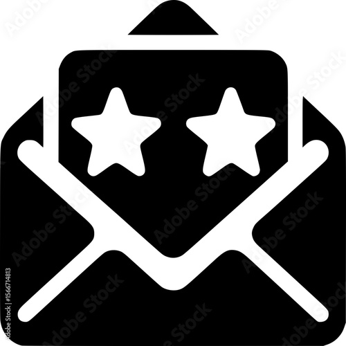 Star Mail Icon: Clean icon of open envelope, revealing two stars.