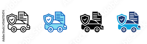 Vehicle Insurance icon Multi Style Vector Illustration