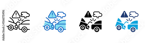 Car Accident icon Multi Style Vector Illustration