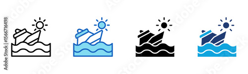 Sinking Boat icon Multi Style Vector Illustration