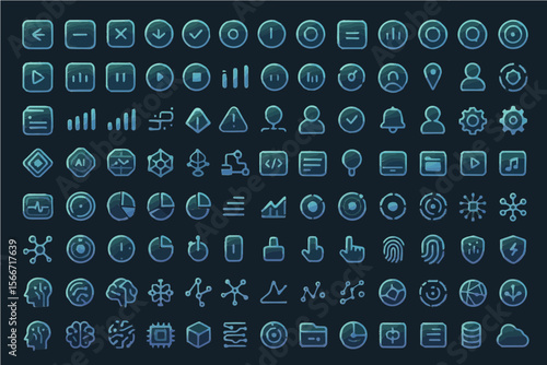Futuristic Vector Icon Set for Advanced UI/UX Interfaces – Over 100 High-Tech Icons

