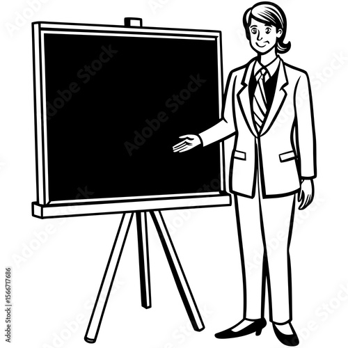 man with blackboard