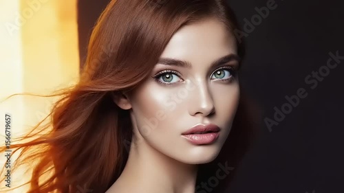 Wallpaper Mural Portrait of a young woman with auburn hair and striking blue eyes Torontodigital.ca