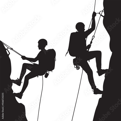 Mountain Rappelling Adventure Silhouette Vector

Rock Climber Abseiling SVG Design

Extreme Rappelling Clipart for Outdoor Lovers

Cliff Descent Adventure Sport Silhouette

Mountain Climber with Rope 