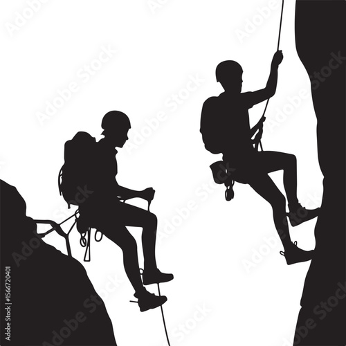 Mountain Rappelling Adventure Silhouette Vector

Rock Climber Abseiling SVG Design

Extreme Rappelling Clipart for Outdoor Lovers

Cliff Descent Adventure Sport Silhouette

Mountain Climber with Rope 