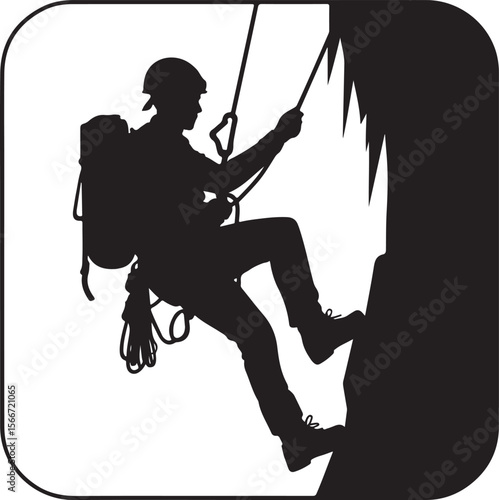 Mountain Rappelling Adventure Silhouette Vector

Rock Climber Abseiling SVG Design

Extreme Rappelling Clipart for Outdoor Lovers

Cliff Descent Adventure Sport Silhouette

Mountain Climber with Rope 