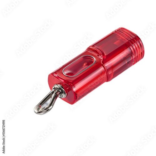 Red Metallic Object Suspended in the Air