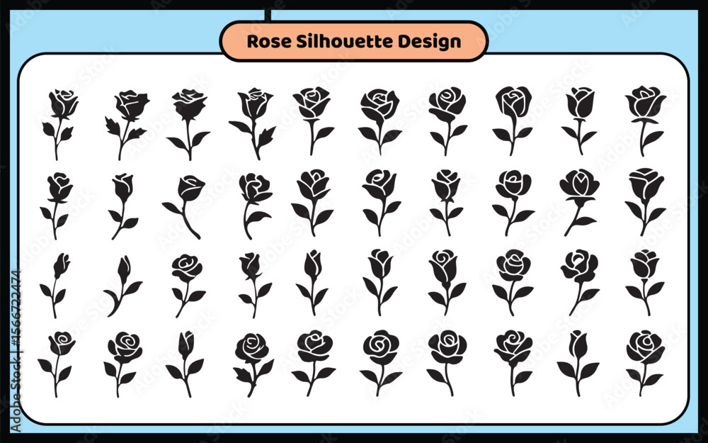 Obraz premium Romantic Rose Silhouette Vector Design