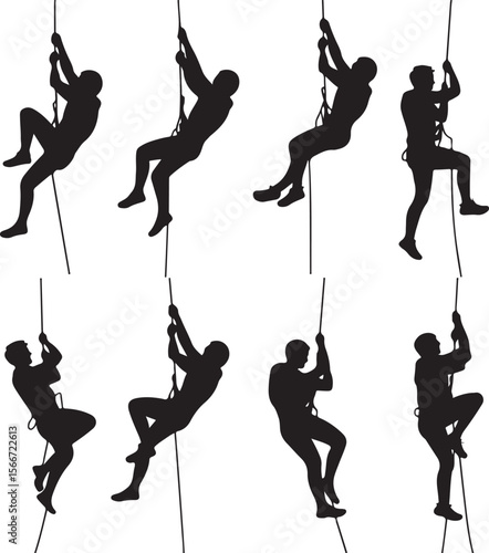 Mountain Rappelling Adventure Silhouette Vector

Rock Climber Abseiling SVG Design

Extreme Rappelling Clipart for Outdoor Lovers

Cliff Descent Adventure Sport Silhouette

Mountain Climber with Rope 