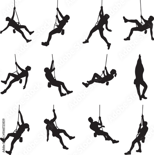 Mountain Rappelling Adventure Silhouette Vector

Rock Climber Abseiling SVG Design

Extreme Rappelling Clipart for Outdoor Lovers

Cliff Descent Adventure Sport Silhouette

Mountain Climber with Rope 