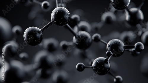 Fototapeta Naklejka Na Ścianę i Meble -  Dark molecular structure abstract 3 d network of spheres and rods