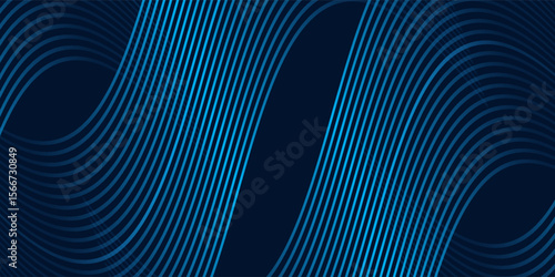 Simple dark blue abstract background with lines in a curved style geometric style as the main element.