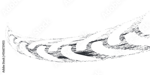 Tire tread marks, wheel textures, tire marks - car racing, motocross, drift, rally, off-road and others. Vector black isolated texture in grunge style with splashes.eps10