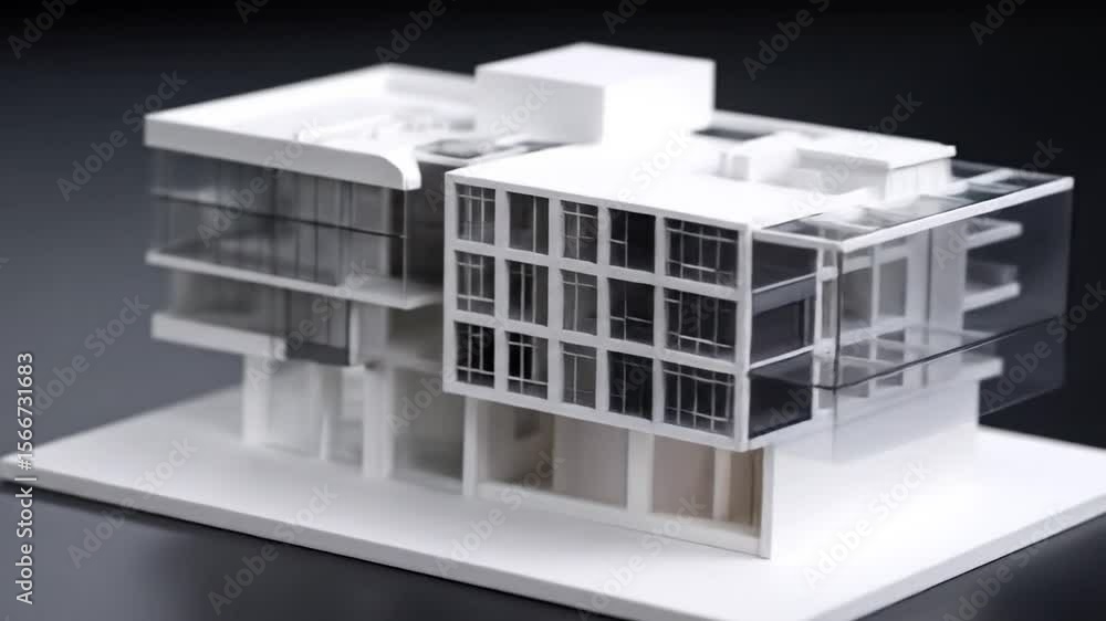 Architectural Model Of Modern Building With Glass Facade Architectural Model Of Modern Building With Glass Facade