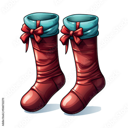 Red rubber rain boots isolated