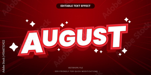 Vector Text Effect for August in Simple, Subtle, and Clean Editable Font Design