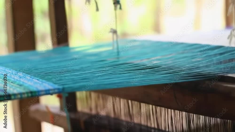 Weaving Loom Detail: Handcrafting Textile Art Weaving Loom Detail: Handcrafting Textile Art