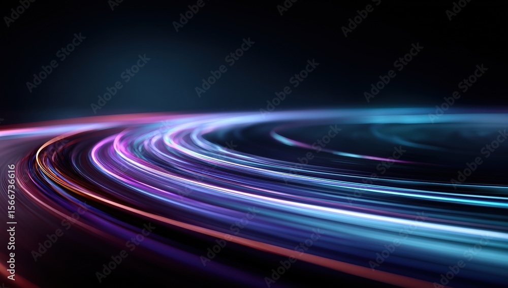 Vibrant Neon Light Trails on Dark Background for Digital Art and Motion Design Vibrant Neon Light Trails on Dark Background for Digital Art and Motion Design