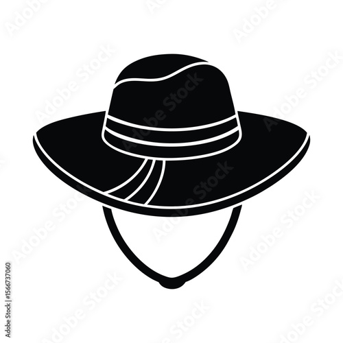 Classic wide brimmed gardener s hat silhouette with a secure chin strap perfect for outdoor activities and horticulture themes