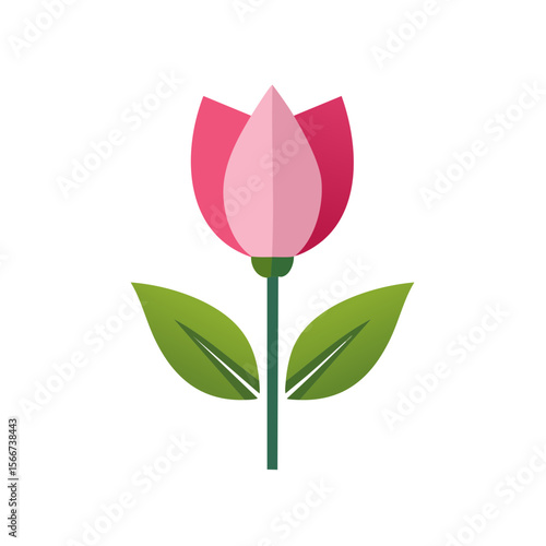 Pink Tulip Flower Icon Isol...