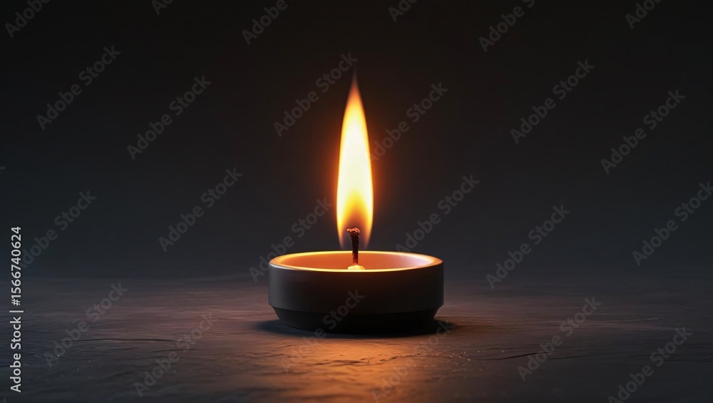 Single candle flame glowing in darkness, evoking calm, meditation, solitude, and minimal aesthetics. Single candle flame glowing in darkness, evoking calm, meditation, solitude, and minimal aesthetics.