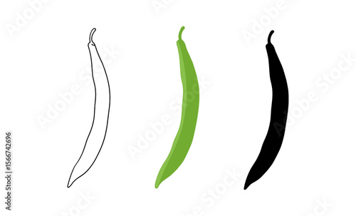 Minimalist chili pepper art in pencil, color, and silhouette styles