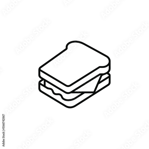 サンドイッチの線画アイコン｜Line Art Icon of a Sandwich