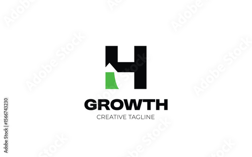 Free Download Letter H business logo with letter H and arrow up, growth logo - GFXLoad
