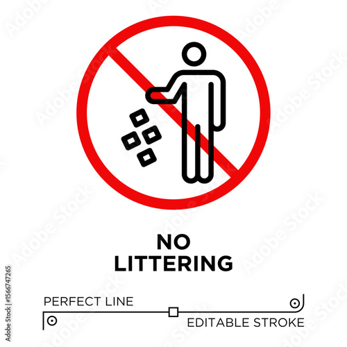 Free Download The line icon vector illustrates no littering. The line icon is isolated on a transparent background and can be edited as needed - GFXLoad