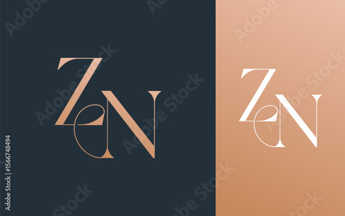 Initial letter ZN NZ logo design vector illustration for couple, wedding, and business