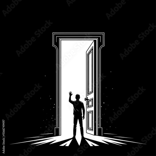 A man standing in front of an open door