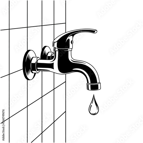 A dripping faucet is isolated on white background