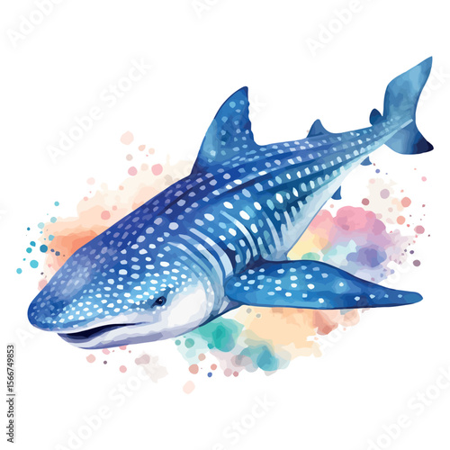 Isolated vector illustration of sharks, dolphins, and other marine animals in the blue ocean water