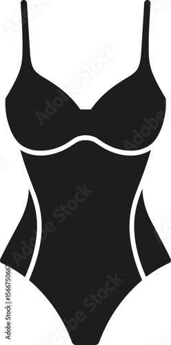 One-Piece Swimsuit Silhouette Vector for Beachwear and Summer Fashion Design