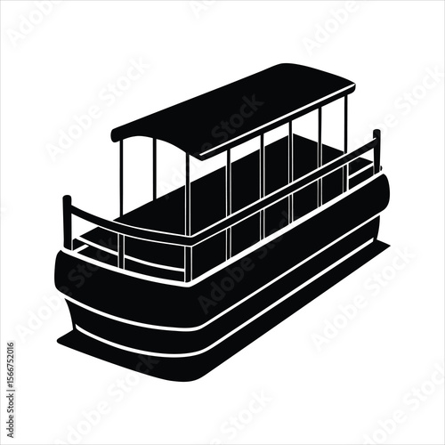 Pontoon Boat Logo Silhouette Design