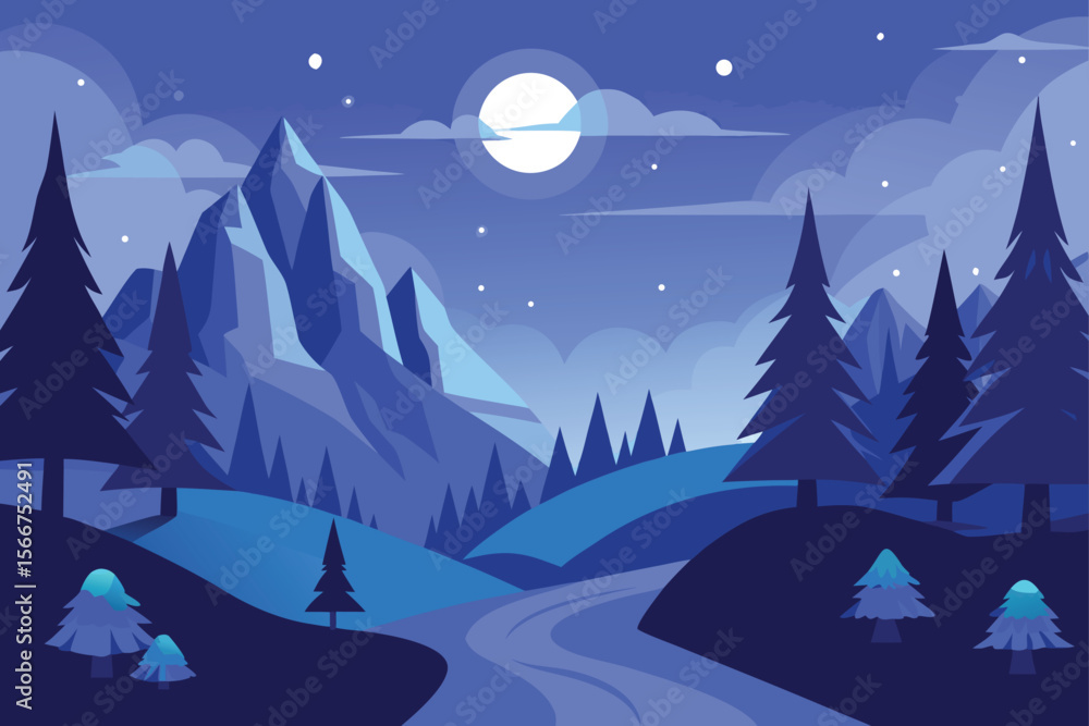 Naklejka premium winter landscape vector illustration